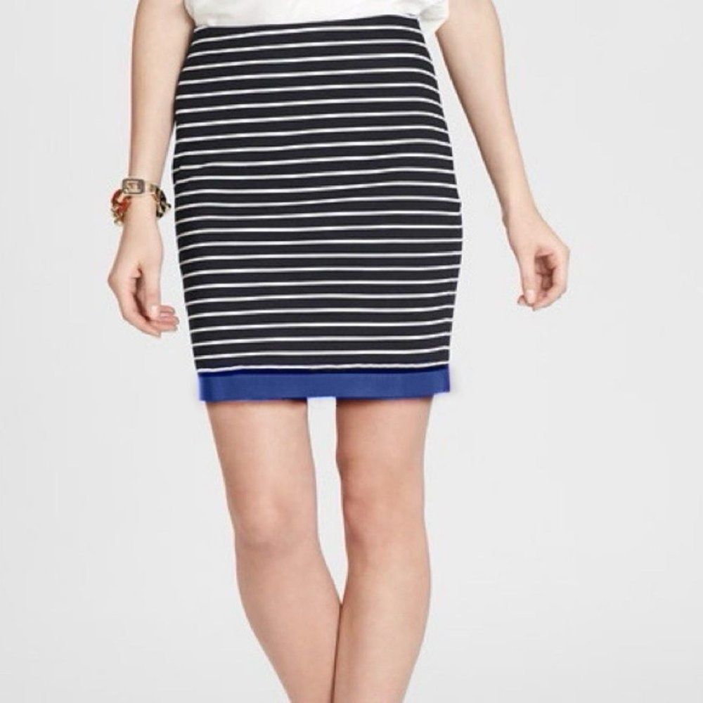 Ann Taylor Striped Ponte Straight Skirt with Grosgrain Trim